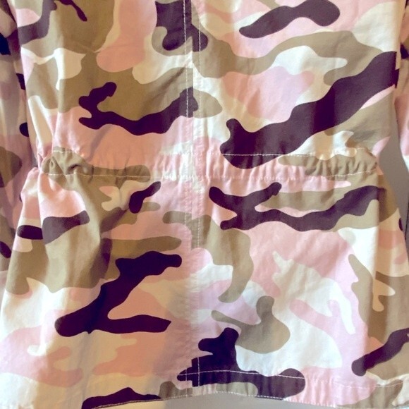 Cream, camel & pink camo jacket, pink camouflage lightweight coat by Love Tree L - Picture 10 of 15